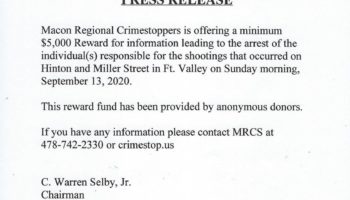 $5,000 Reward for info leading to arrest for the shootings in Fort Valley Sept. 13 2020