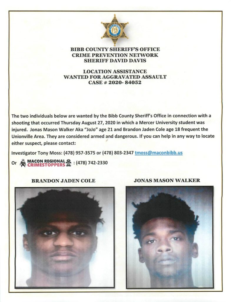 Location Assistance – JoJo Walker and Brandon Cole Wanted for Aggravated Assault