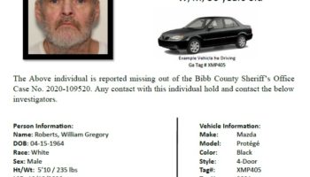 Missing Person Investigation William Gregory Roberts in Macon GA