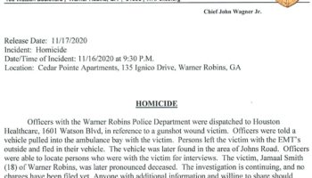 #Homicide Investigation at Cedar Pointe Apartments in #WarnerRobins GA