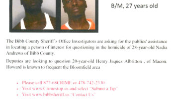 WANTED ALBRITTON, HENRY JAQUEZ for questioning in the homicide of Nadia Andrews of Bibb County