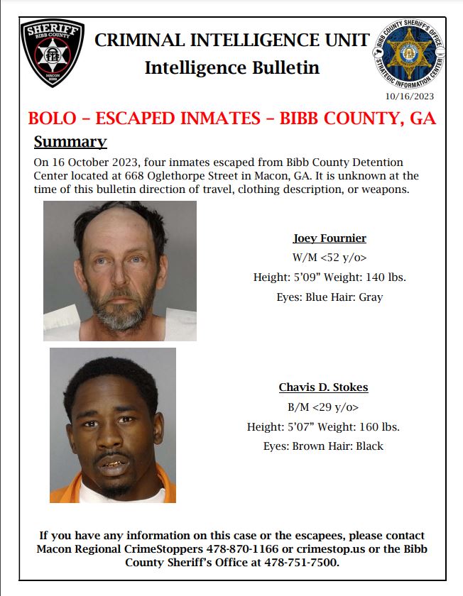 Escaped Inmates – Bibb County Georgia