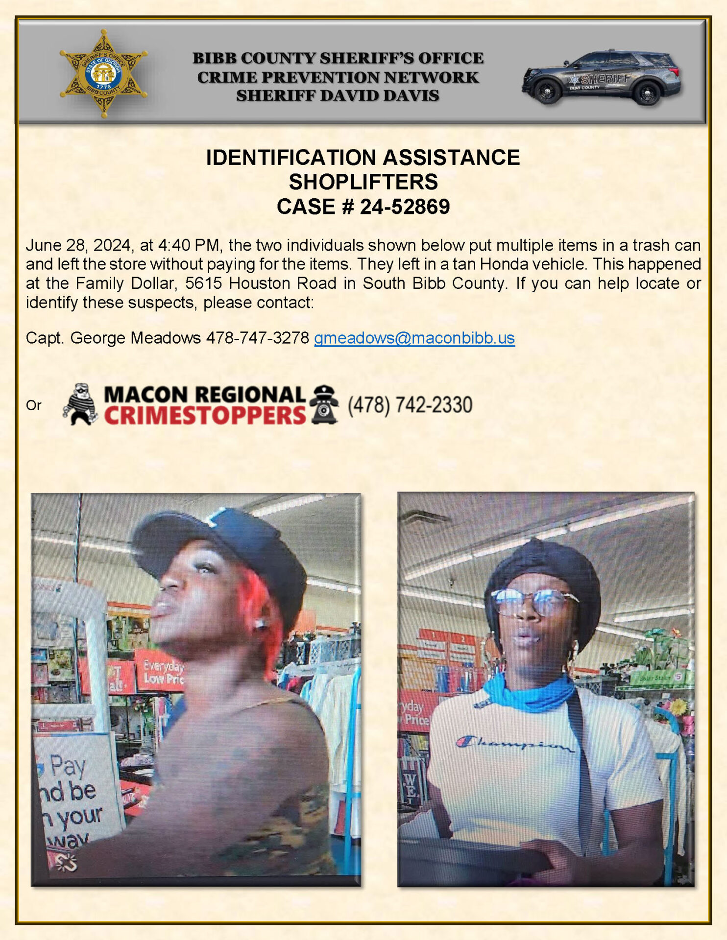 Help Identify Shoplifting Suspects for 2,000 Reward Macon Regional