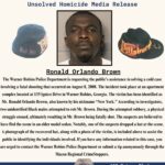 Image of Ronald Orlando Brown and two recovered hats related to his 2008 homicide in Warner Robins, GA. Brown, nicknamed “New York,” was fatally shot during an attempted robbery. Warner Robins Police and Macon Regional Crimestoppers are seeking tips from the public.