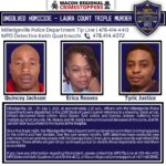 Photos of Erica Reaves, Tyric Justice, and Quincey Jackson, victims of an unsolved triple homicide in Milledgeville, GA